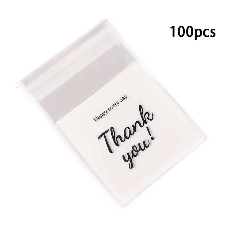 100 шт./упак., прозрачные пакеты с надписью «Спасибо», самоклеящиеся пакеты для конфет, печенья, кондитерских изделий